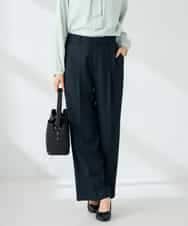 KBLLB13079 a.v.v(アー・ヴェ・ヴェ) 【洗える/イージーケア/ストレッチ】パウダーツイルワイドストレートパンツ ネイビー