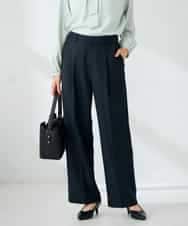 KBLLB13079 a.v.v(アー・ヴェ・ヴェ) 【洗える/イージーケア/ストレッチ】パウダーツイルワイドストレートパンツ ネイビー