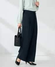 KBLLB13079 a.v.v(アー・ヴェ・ヴェ) 【洗える/イージーケア/ストレッチ】パウダーツイルワイドストレートパンツ ネイビー