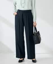 KBLLB13079 a.v.v(アー・ヴェ・ヴェ) 【洗える/イージーケア/ストレッチ】パウダーツイルワイドストレートパンツ ネイビー