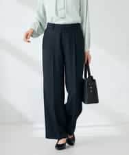 KBLLB13079 a.v.v(アー・ヴェ・ヴェ) 【洗える/イージーケア/ストレッチ】パウダーツイルワイドストレートパンツ ネイビー