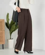 KBLLB13079 a.v.v(アー・ヴェ・ヴェ) 【洗える/イージーケア/ストレッチ】パウダーツイルワイドストレートパンツ ネイビー