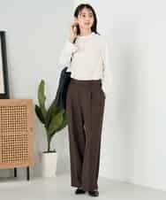 KBLLB13079 a.v.v(アー・ヴェ・ヴェ) 【洗える/イージーケア/ストレッチ】パウダーツイルワイドストレートパンツ ネイビー