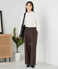 KBLLB13079 a.v.v(アー・ヴェ・ヴェ) 【洗える/イージーケア/ストレッチ】パウダーツイルワイドストレートパンツ ネイビー