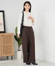 KBLLB13079 a.v.v(アー・ヴェ・ヴェ) 【洗える/イージーケア/ストレッチ】パウダーツイルワイドストレートパンツ ネイビー