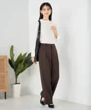 KBLLB13079 a.v.v(アー・ヴェ・ヴェ) 【洗える/イージーケア/ストレッチ】パウダーツイルワイドストレートパンツ ネイビー