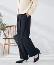 KBLLB13079 a.v.v(アー・ヴェ・ヴェ) 【洗える/イージーケア/ストレッチ】パウダーツイルワイドストレートパンツ ネイビー