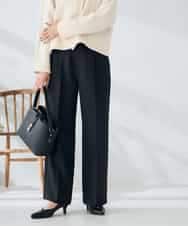 KBLLB13079 a.v.v(アー・ヴェ・ヴェ) 【洗える/イージーケア/ストレッチ】パウダーツイルワイドストレートパンツ ネイビー