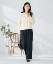 KBLLB13079 a.v.v(アー・ヴェ・ヴェ) 【洗える/イージーケア/ストレッチ】パウダーツイルワイドストレートパンツ ネイビー