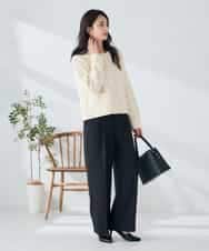 KBLLB13079 a.v.v(アー・ヴェ・ヴェ) 【洗える/イージーケア/ストレッチ】パウダーツイルワイドストレートパンツ ネイビー