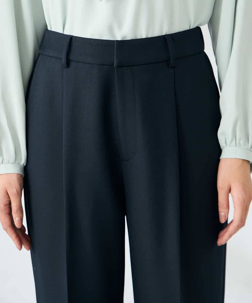 KBLLB13079 a.v.v(アー・ヴェ・ヴェ) 【洗える/イージーケア/ストレッチ】パウダーツイルワイドストレートパンツ ネイビー