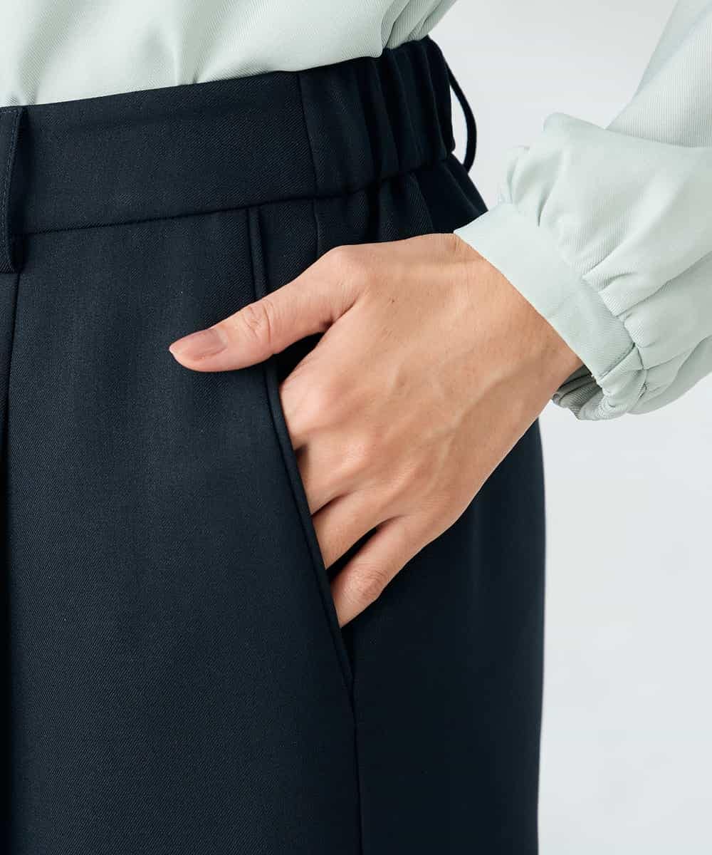 KBLLB13079 a.v.v(アー・ヴェ・ヴェ) 【洗える/イージーケア/ストレッチ】パウダーツイルワイドストレートパンツ ネイビー