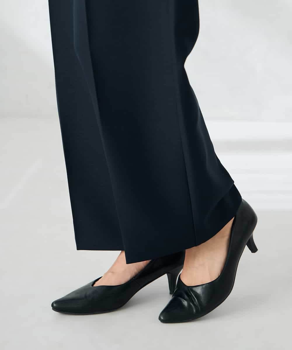 KBLLB13079 a.v.v(アー・ヴェ・ヴェ) 【洗える/イージーケア/ストレッチ】パウダーツイルワイドストレートパンツ ネイビー