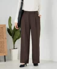 KBLLB13079 a.v.v(アー・ヴェ・ヴェ) 【洗える/イージーケア/ストレッチ】パウダーツイルワイドストレートパンツ ブラウン