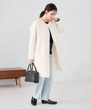 KBUCD02129 a.v.v(アー・ヴェ・ヴェ) ジャガードノーカラーコート ネイビー