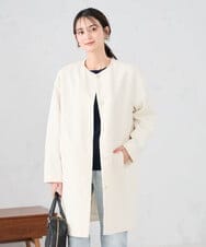 KBUCD02129 a.v.v(アー・ヴェ・ヴェ) ジャガードノーカラーコート ネイビー