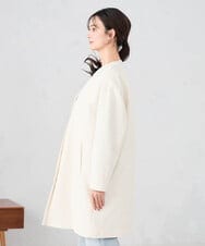 KBUCD02129 a.v.v(アー・ヴェ・ヴェ) ジャガードノーカラーコート ネイビー