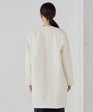 KBUCD02129 a.v.v(アー・ヴェ・ヴェ) ジャガードノーカラーコート ネイビー