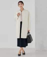 KBUCD02129 a.v.v(アー・ヴェ・ヴェ) ジャガードノーカラーコート ネイビー