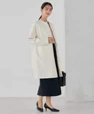 KBUCD02129 a.v.v(アー・ヴェ・ヴェ) ジャガードノーカラーコート ネイビー