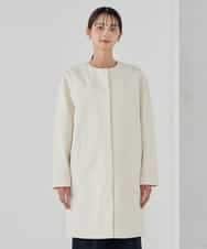 KBUCD02129 a.v.v(アー・ヴェ・ヴェ) ジャガードノーカラーコート ネイビー