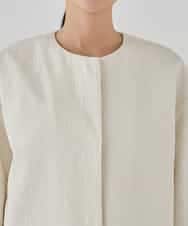 KBUCD02129 a.v.v(アー・ヴェ・ヴェ) ジャガードノーカラーコート ネイビー