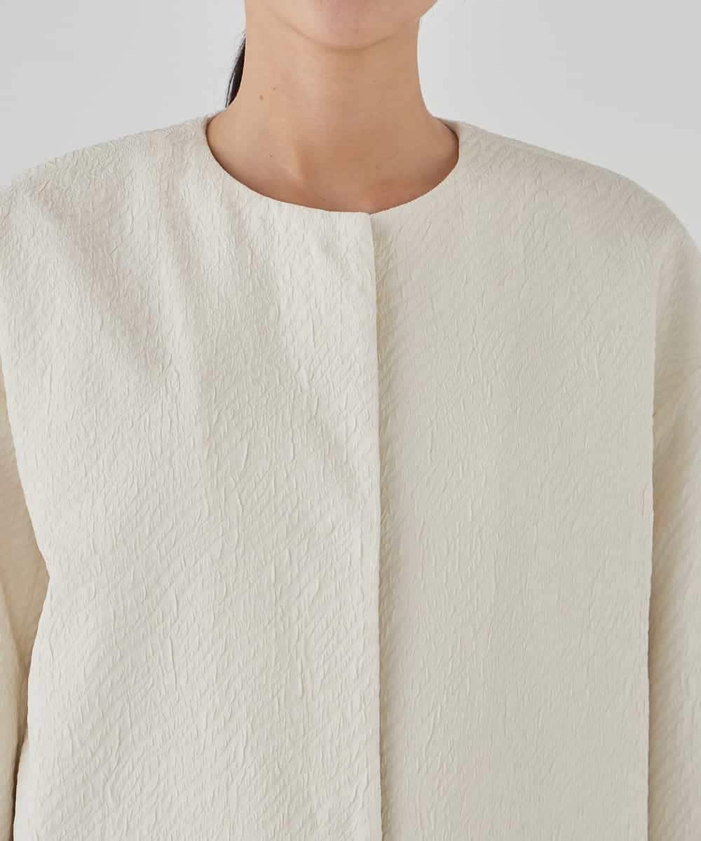 KBUCD02129 a.v.v(アー・ヴェ・ヴェ) ジャガードノーカラーコート ネイビー