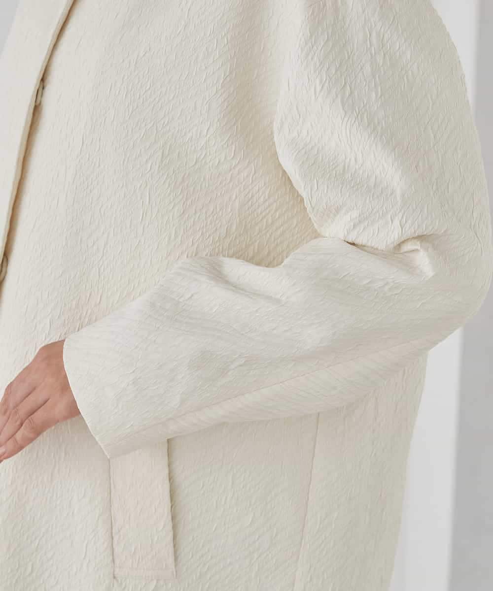 KBUCD02129 a.v.v(アー・ヴェ・ヴェ) ジャガードノーカラーコート ネイビー