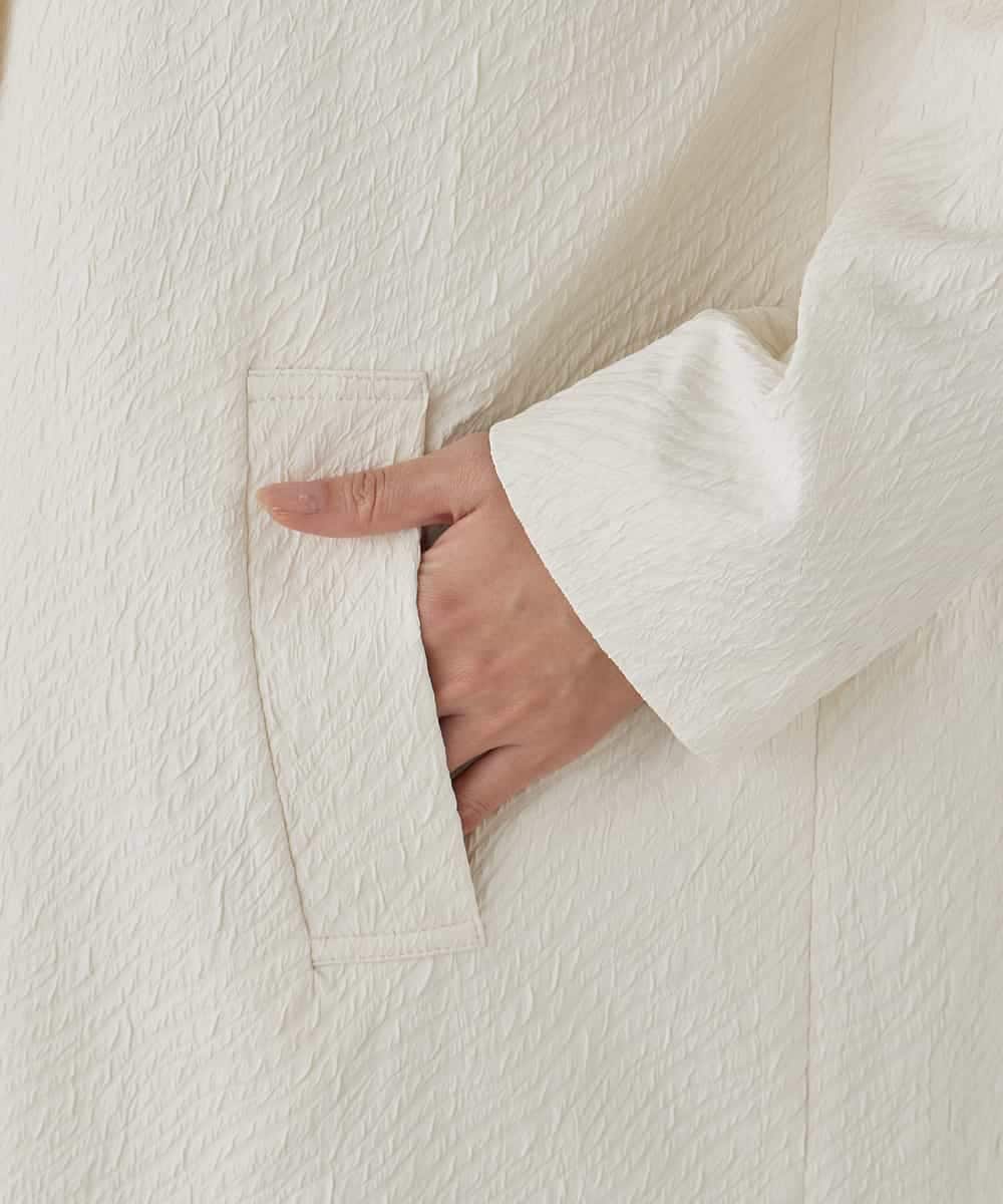 KBUCD02129 a.v.v(アー・ヴェ・ヴェ) ジャガードノーカラーコート ネイビー