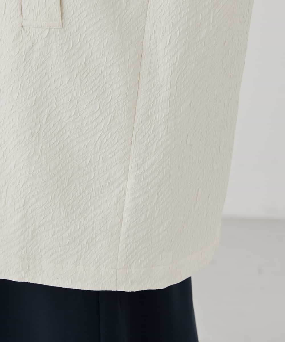 KBUCD02129 a.v.v(アー・ヴェ・ヴェ) ジャガードノーカラーコート ネイビー