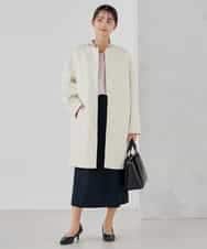 KBUCD02129 a.v.v(アー・ヴェ・ヴェ) ジャガードノーカラーコート アイボリー