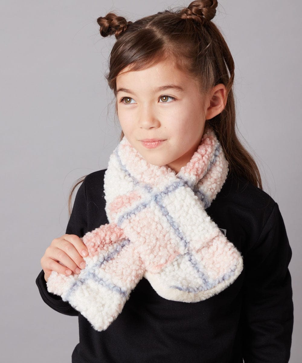 KG3AA10029 a.v.v KIDS(アー・ヴェ・ヴェ) [KIDS]【リバーシブル】チェックボアマフラー ピンク