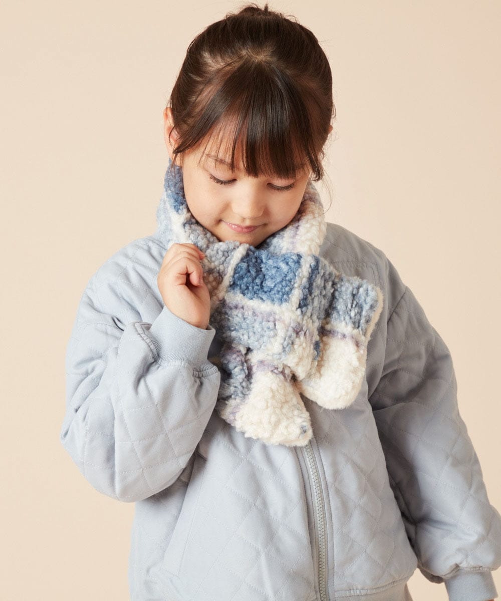 KG3AA10029 a.v.v KIDS(アー・ヴェ・ヴェ) [KIDS]【リバーシブル】チェックボアマフラー ピンク