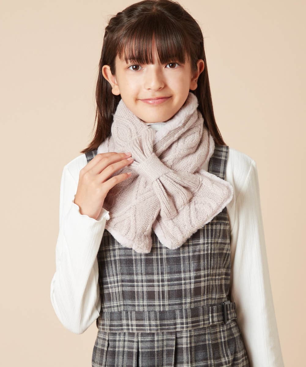 KG3AD01029 a.v.v KIDS(アー・ヴェ・ヴェ) [KIDS]【リバーシブル】リボンスヌード ピンク