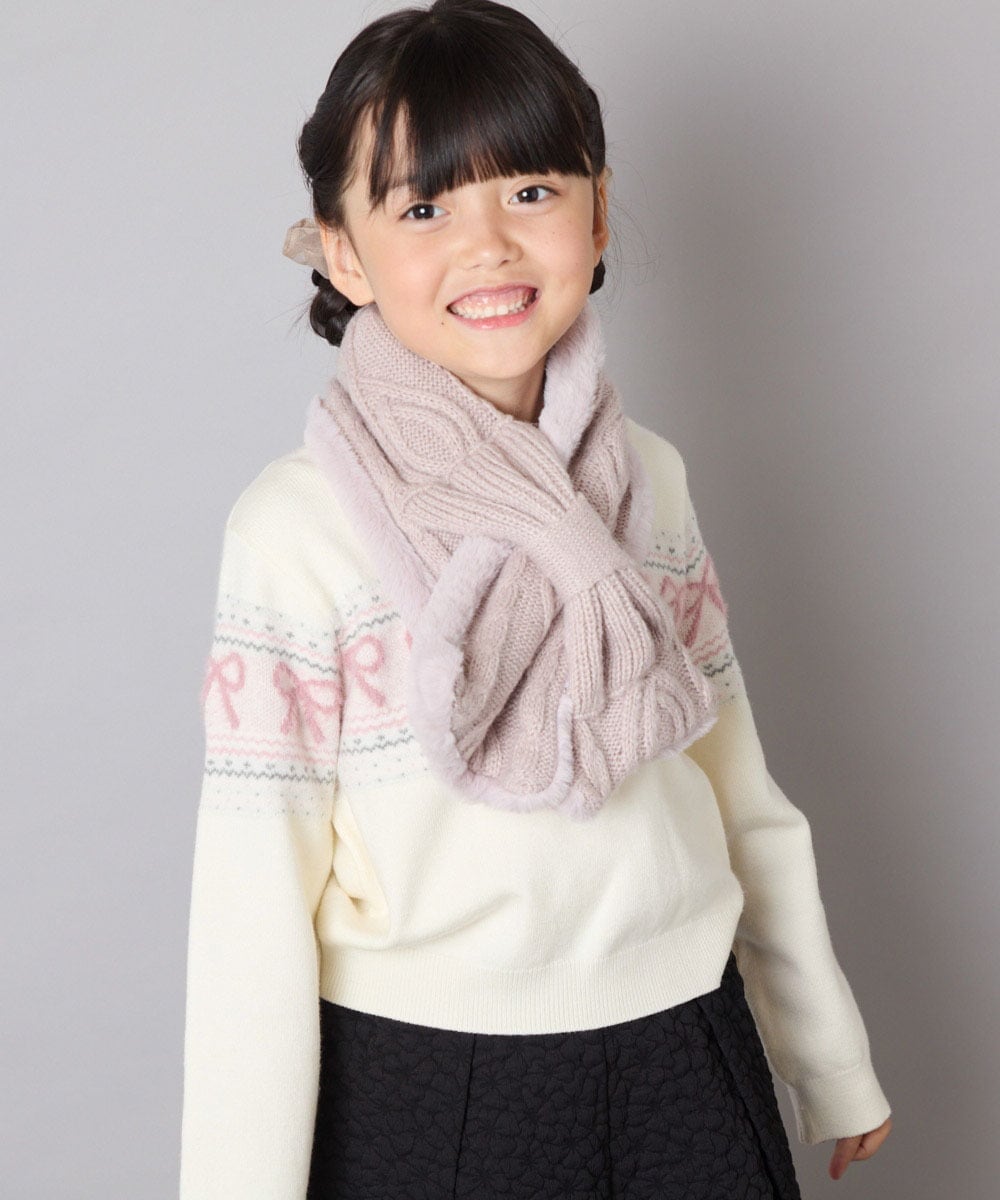 KG3AD01029 a.v.v KIDS(アー・ヴェ・ヴェ) [KIDS]【リバーシブル】リボンスヌード ピンク