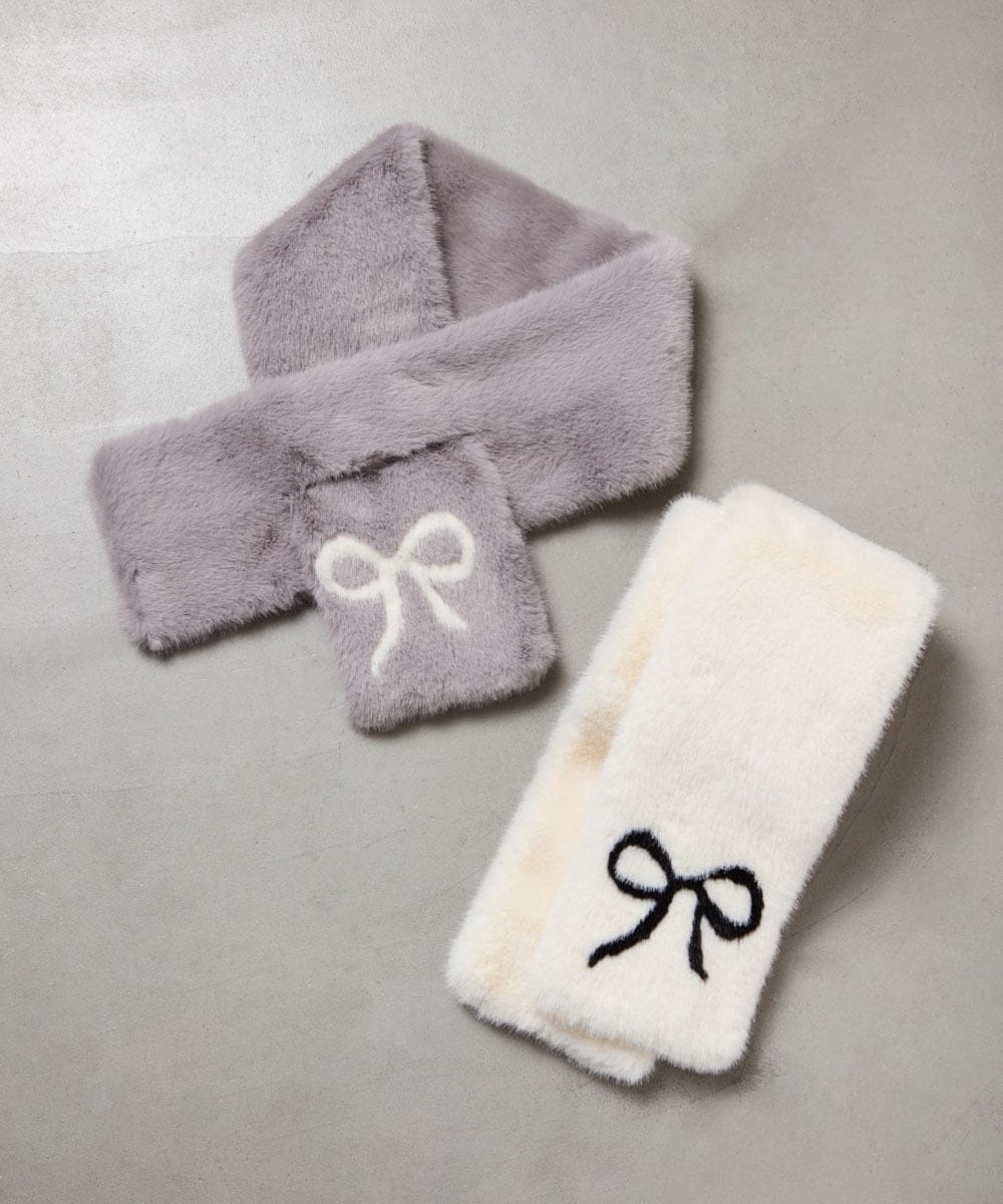 KG3AD02024 a.v.v KIDS(アー・ヴェ・ヴェ) [KIDS]リボンファーマフラー アイボリー