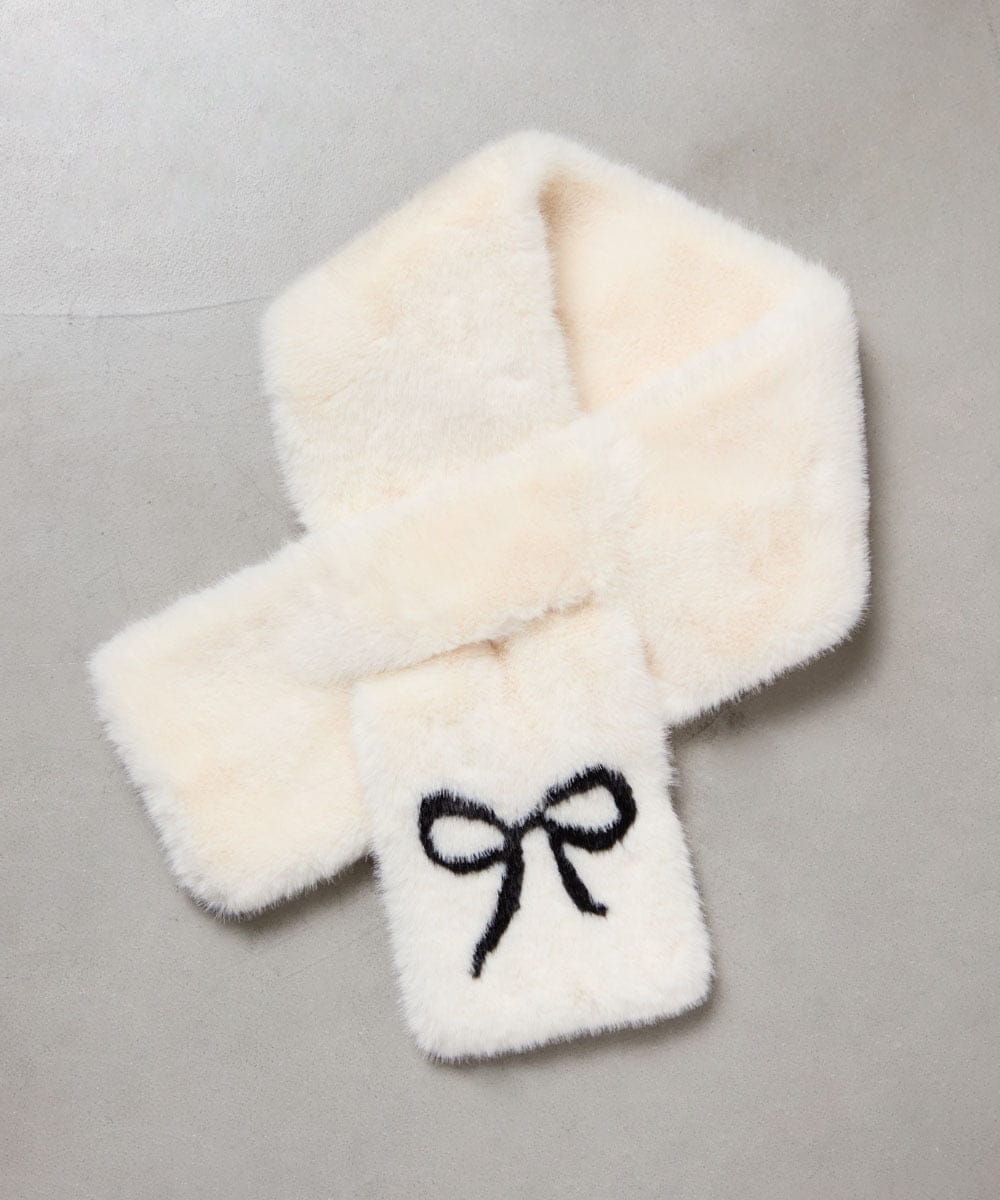 KG3AD02024 a.v.v KIDS(アー・ヴェ・ヴェ) [KIDS]リボンファーマフラー アイボリー