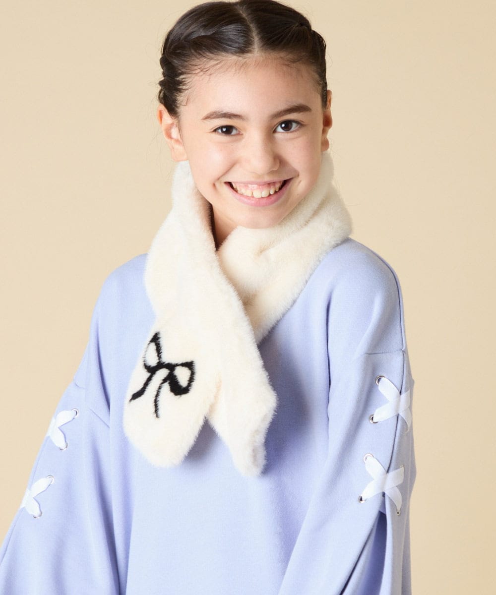 KG3AD02024 a.v.v KIDS(アー・ヴェ・ヴェ) [KIDS]リボンファーマフラー アイボリー