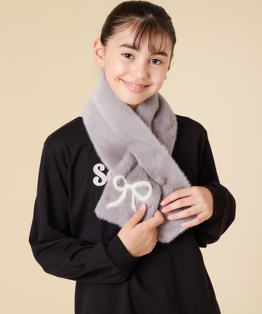 KG3AD02024 a.v.v KIDS(アー・ヴェ・ヴェ) [KIDS]リボンファーマフラー アイボリー