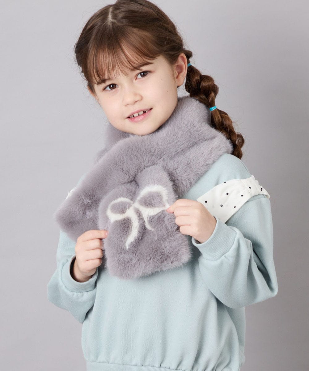 KG3AG31024 a.v.v KIDS(アー・ヴェ・ヴェ) 【洗える】ﾘﾎﾞﾝﾏﾌﾗｰ グレー