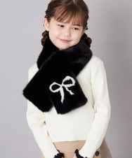 KG3AG31024 a.v.v KIDS(アー・ヴェ・ヴェ) 【洗える】ﾘﾎﾞﾝﾏﾌﾗｰ ブラック