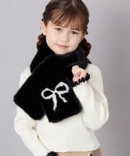KG3AG31024 a.v.v KIDS(アー・ヴェ・ヴェ) 【洗える】ﾘﾎﾞﾝﾏﾌﾗｰ ブラック