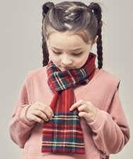 KG3AS23016 a.v.v KIDS(アー・ヴェ・ヴェ) [KIDS]チェック柄ティペット レッド