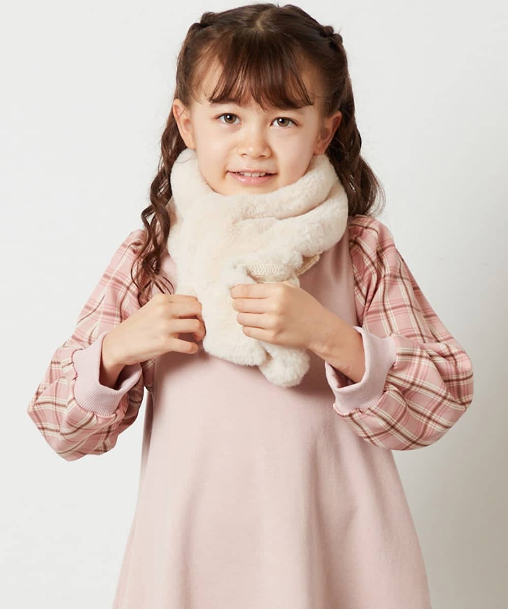 KG3AV20024 a.v.v KIDS(アー・ヴェ・ヴェ) [KIDS]【2WAY】リバーシブルリボンマフラー アイボリー