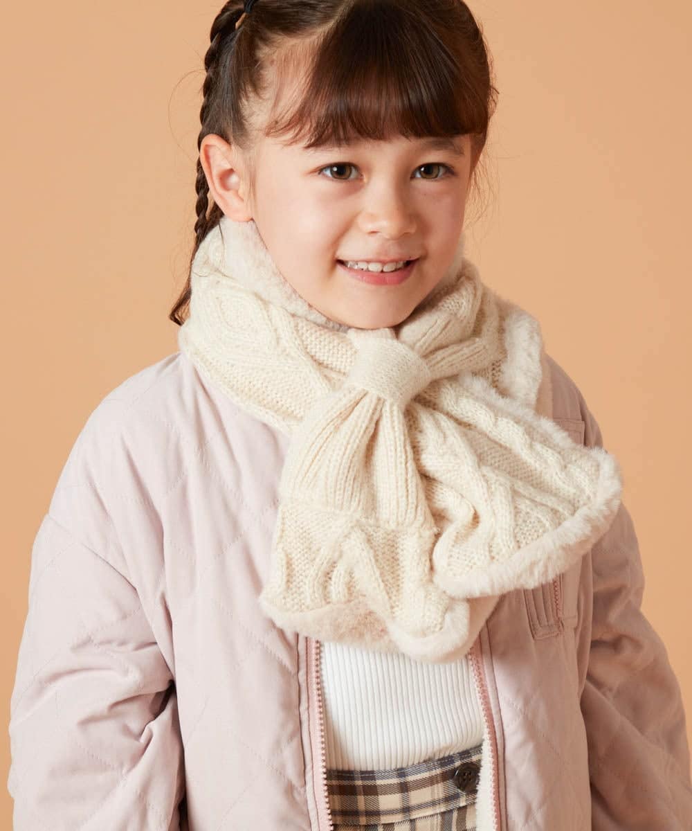 KG3AV20024 a.v.v KIDS(アー・ヴェ・ヴェ) [KIDS]【2WAY】リバーシブルリボンマフラー アイボリー