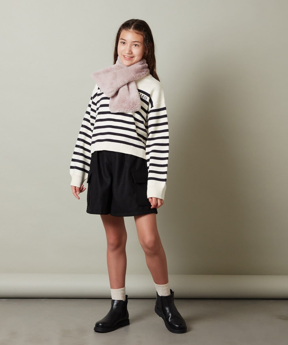 KG3AV20024 a.v.v KIDS(アー・ヴェ・ヴェ) [KIDS]【2WAY】リバーシブルリボンマフラー アイボリー