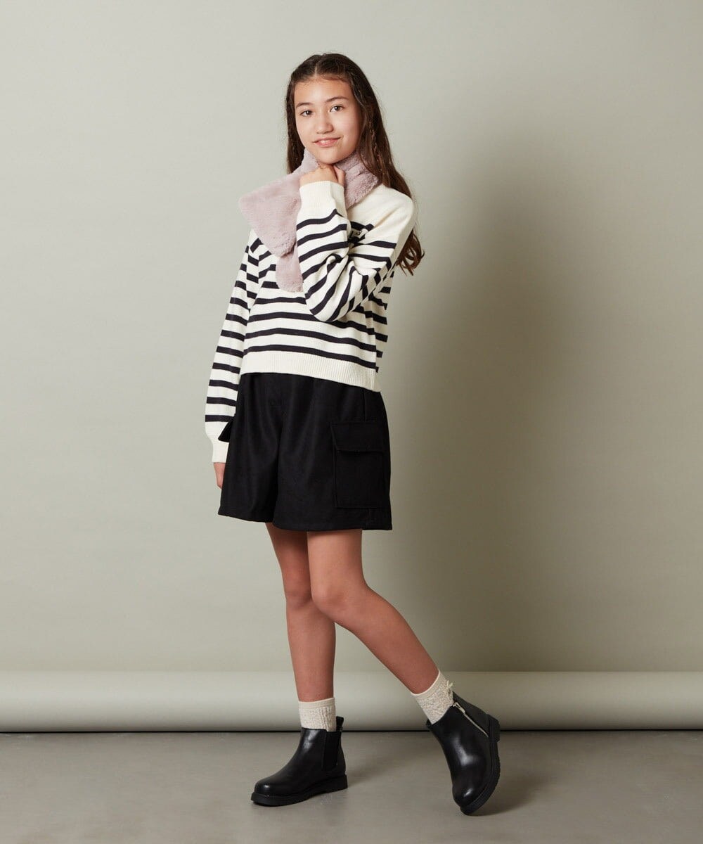 KG3AV20024 a.v.v KIDS(アー・ヴェ・ヴェ) [KIDS]【2WAY】リバーシブルリボンマフラー アイボリー