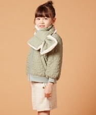 KG3JS10024 a.v.v KIDS(アー・ヴェ・ヴェ) [KIDS]【2WAY】フラワーキルトリバーシブルマフラー カーキ
