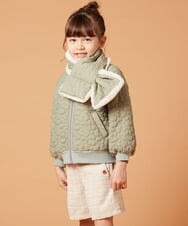 KG3JS10024 a.v.v KIDS(アー・ヴェ・ヴェ) [KIDS]【2WAY】フラワーキルトリバーシブルマフラー カーキ