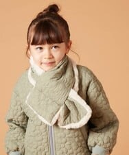 KG3JS10024 a.v.v KIDS(アー・ヴェ・ヴェ) [KIDS]【2WAY】フラワーキルトリバーシブルマフラー カーキ